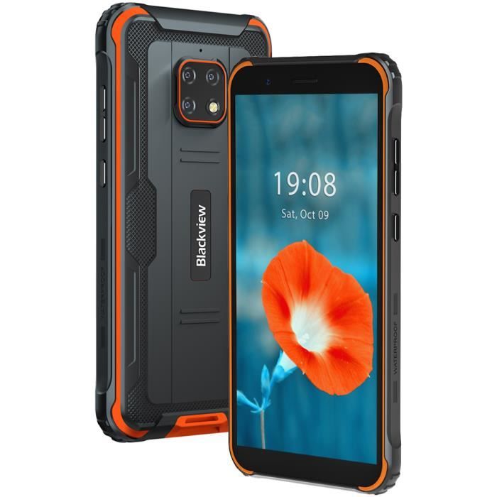 Blackview BV4900 Pro Smartphone Robuste 64 Go 5,7- Écran 5580mAh Batterie IP68 étanche Téléphone 4G 13MP Double SIM GPS - Orange