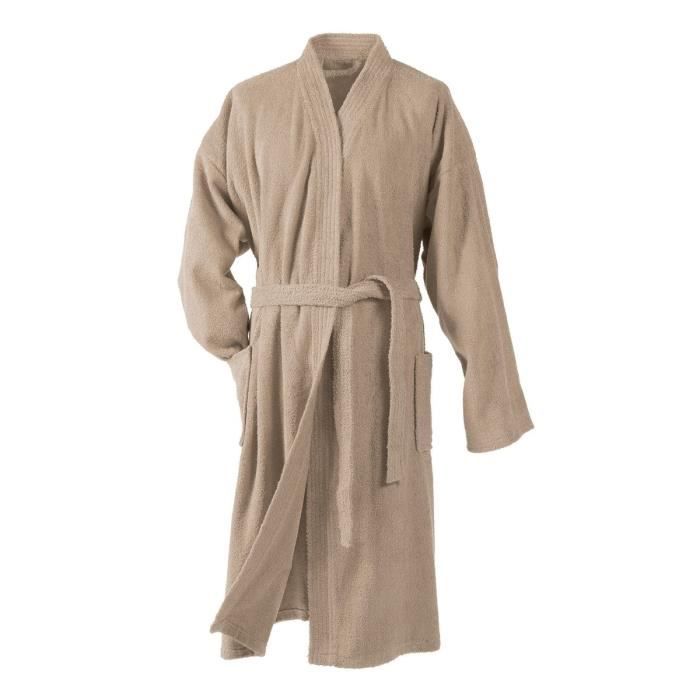 DOUCEUR D'INTERIEUR Peignoir kimono éponge 100% coton Vitamine taupe