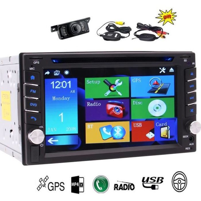 Retour sans fil Caméra Eincar 6.2inch GPS voiture stéréo avec double din numérique bluetooth voiture Autoradio CD Lecteur DVD Win 8