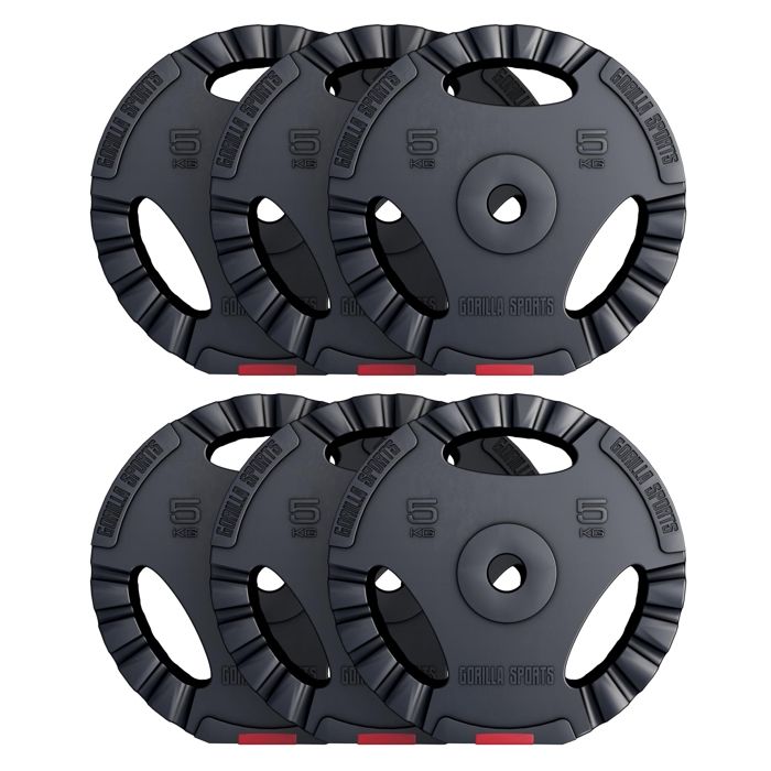 Disques de poids en plastique avec poignées - Lot de 30 KG (6 x 5 KG)