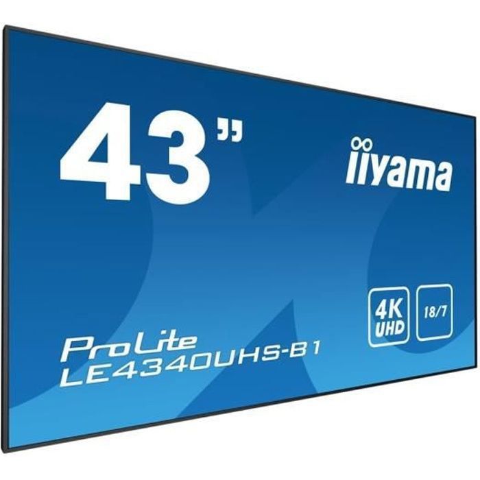 IIYAMA Signalisation numerique ProLite LE4340UHS B1 Classe 43 42 5 visualisable ecran LED 4K UHD 2160p Black mat
