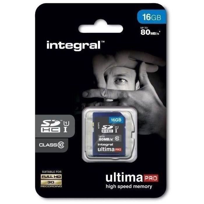 INTEGRAL UltimaPro - Carte mémoire flash - 16 Go - UHS Class 1 / Class10 - SDHC UHS-I