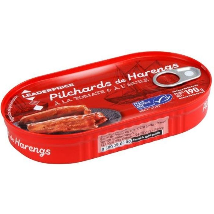 Pilchards de harengs à la tomate et à l'huile - 190g