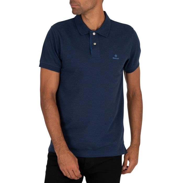 GANT Pour des hommes Polo en piqué de rugger à col contrasté, Bleu