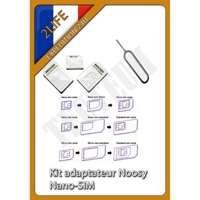 3 ADAPTATEURS NANO SIM - MICRO SIM - SIM STANDARD POUR SAMSUNG IPHONE