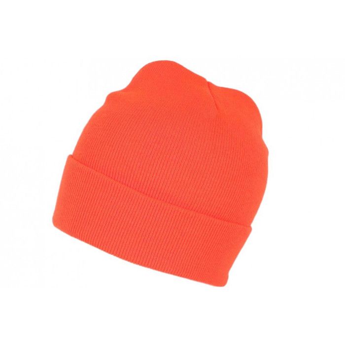 Bonnet Orange Fluo en Laine Fashion et Chaud avec Revers Eric - Taille unique - Orange