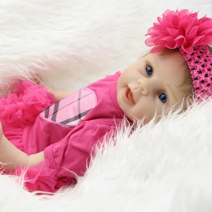 22 Pouce Reborn Silicone Baby Doll Bebe Reborn Lifelike En Vie Fille Poupée Réaliste Surnaturel Poupée Pour L'anniversaire De Noël C