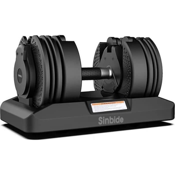 SINBIDE® 1 PCS Haltère Réglable, 16 poids ajustables, 2.3 à 20kg, 5-45LBS, Verrou de sécurité