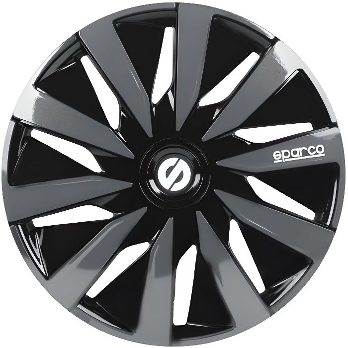 SPARCO 4 Enjoliveurs Lazio 15- Noir et Gris