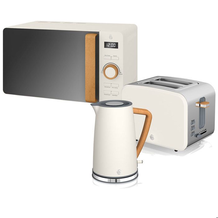 Set petit-déjeuner bouilloire grille-pain micro-ondes 20L Nordic Blanc SWAN STRP1060 Blanco 44317