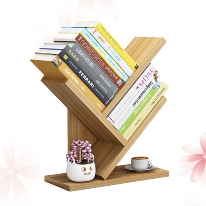 3 couches bibliothèques en bois arbre de table étagère petite bibliothèque de bureau support de stockage de mode BIBLIOTHEQUE