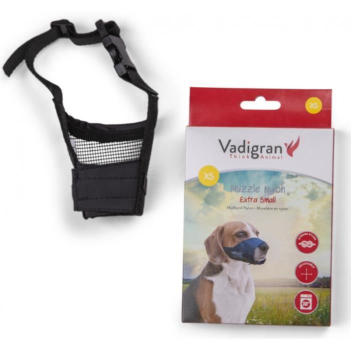 Muselière réglable en nylon, cou de 12 à 31 cm. T XS. pour chien type yorkshire-Vadigran 3,000000 Noir