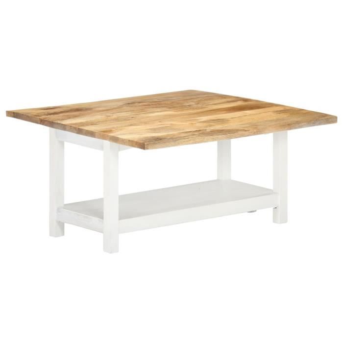 Nouveau Table basse extensible Blanc 90x(45-90)x45 cm Bois de manguier
