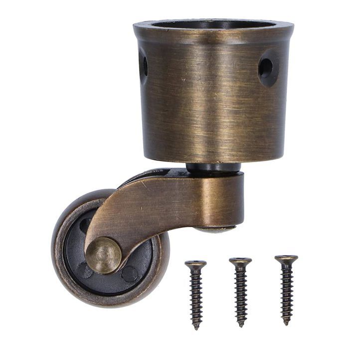 HEVSTIL Lot De 4 Roulettes Antiques Zinc - Diamètre 5 Cm, Hauteur 10 Cm - Pivotantes 360°, Pour Meubles Vintage, Piano, Armoire