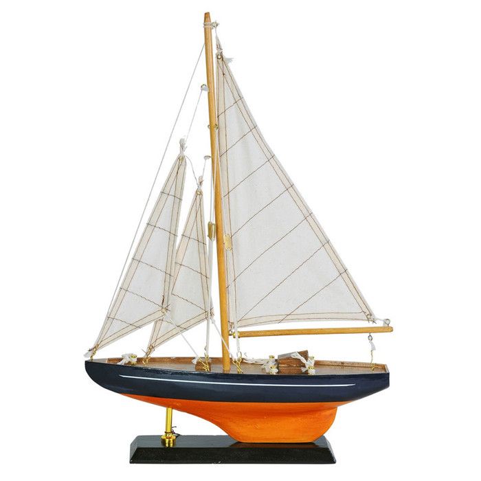 Lot De 3 Voiliers Miniatures En Bois – Décoration Nautique Vintage – 12,5 X 11,5 Cm, Blanc
