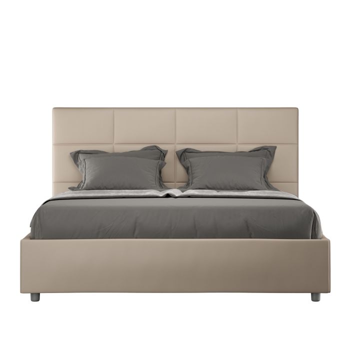 Lit coffre - Ityhome - Mika - 160x190 cm - Similicuir taupe - Tête de lit rembourrée Lit coffre - Ityhome - Mika - 160x190 cm - Similicuir taupe - Tête de lit rembourrée