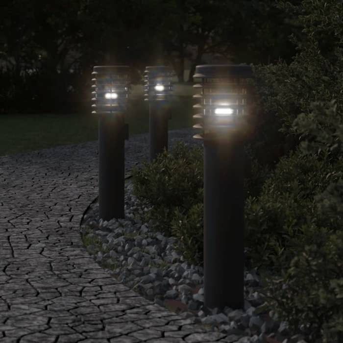 vidaXL Lampadaires d'extérieur 3 pcs 60 cm acier inoxydable éclairage au sol d'extérieur éclairage au sol de jardin 4006346