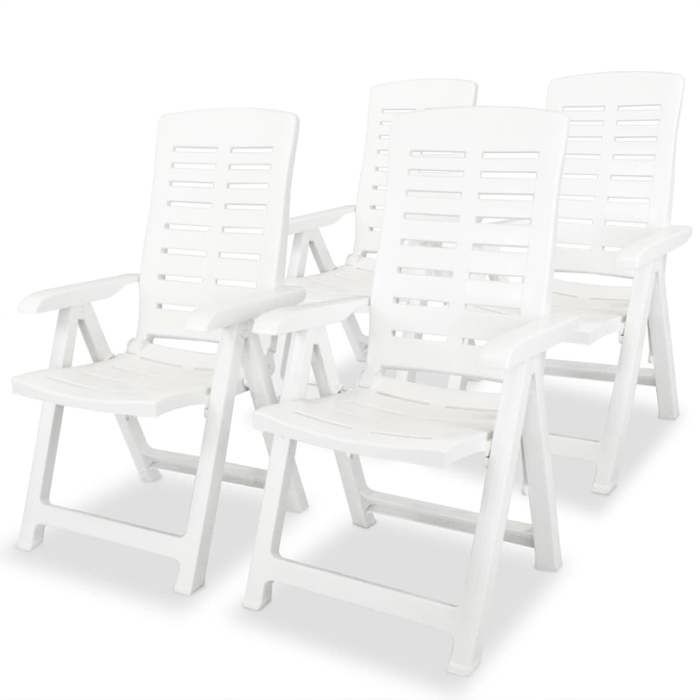 Lot de 4 Chaises inclinables de jardin-Fauteuils de Jardin-Chaise dextérieur Plastique Blanc SHL66663