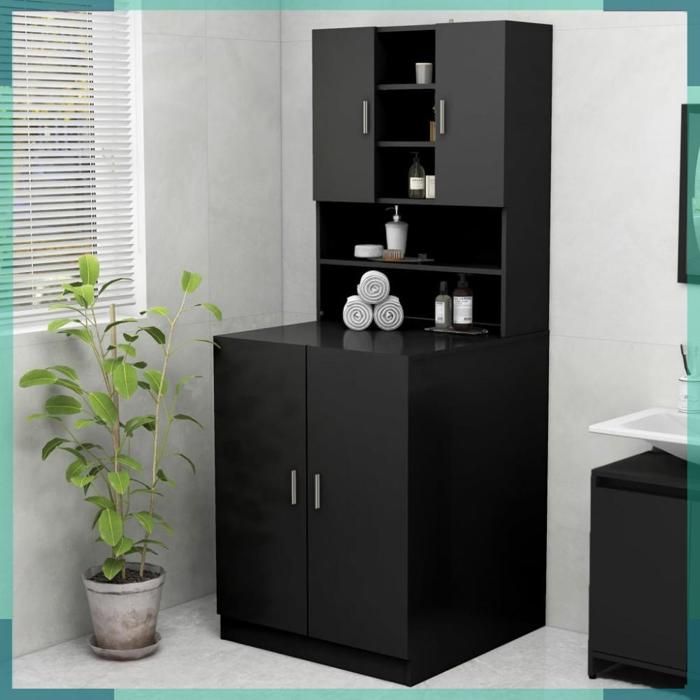 ASHATA Meuble pour machine à laver Noir 705x255x90 cm -FHE808387