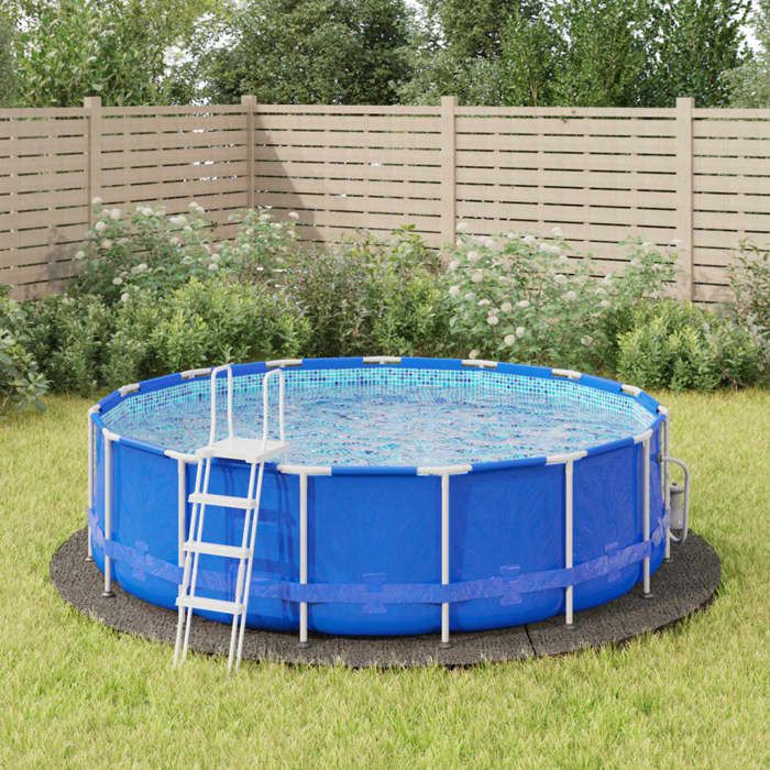 Bâche de piscine - vidaXL - Ø396 cm - Géotextile polyester - Gris clair