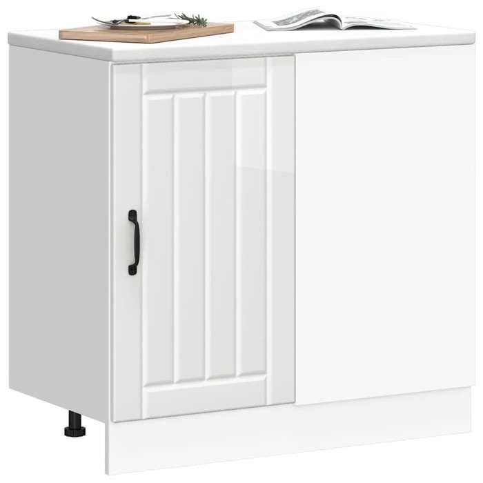 MGH - TOP Meuble bas pour cuisine - Placard cuisine - Lucca blanc brillant bois ingénierie LLV1156