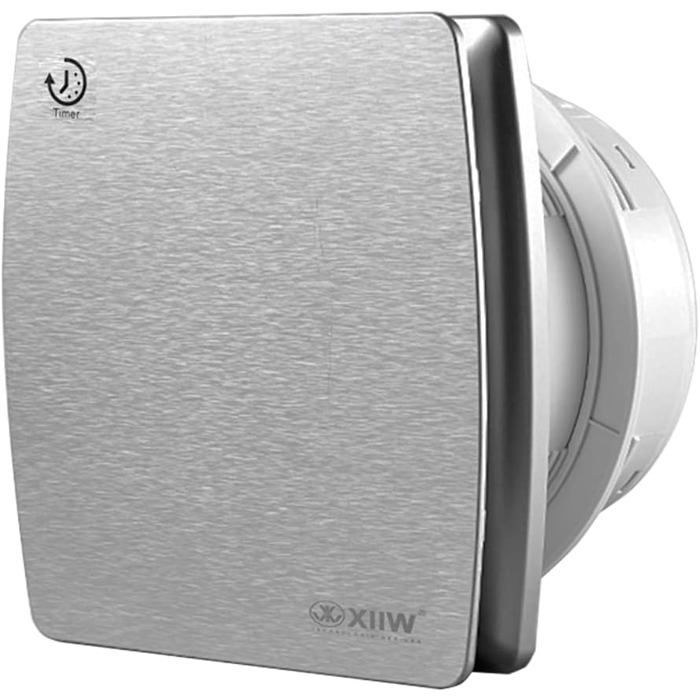 Extracteur dair Ventilateur de Salle de Bain 12W/34dB Ø100 mm Ventilateur Mural Etanche Delaytime Adjustable Toilettes Argent - Vrietina