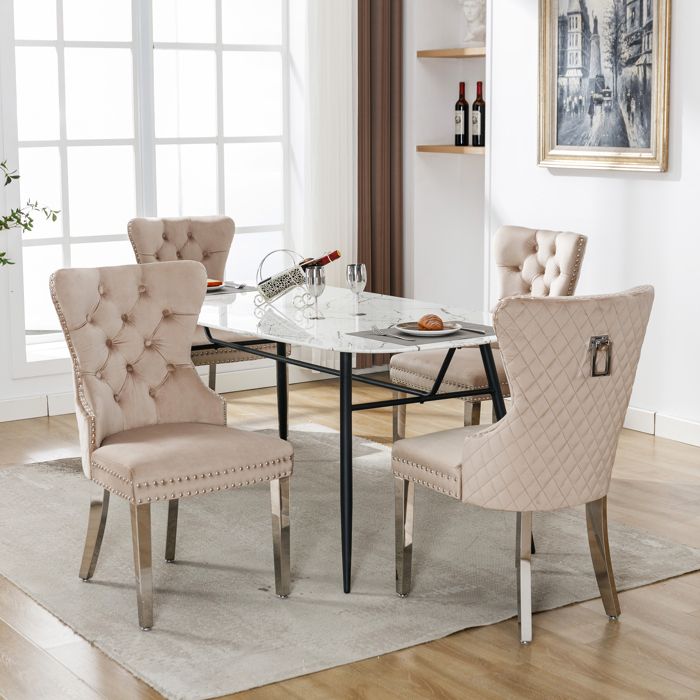 Chaise de salle à manger (chaise de cuisine chaise de salon avec heurtoir unique à larrière 4 pièces) chaise rembourrée avec garn
