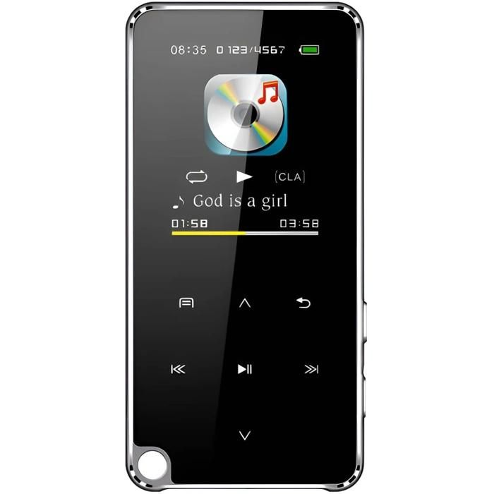 Lecteur MP4 Bluetooth 16 Go tactile capacitif qualité sonore HD musique photos vidéos livres électroniques noir