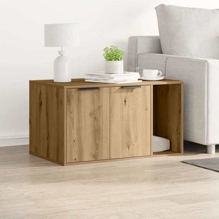 Meuble bac à litière - vidaXL - Chêne artisanal - 80x50x45 cm - Bois dingénierie - Brun