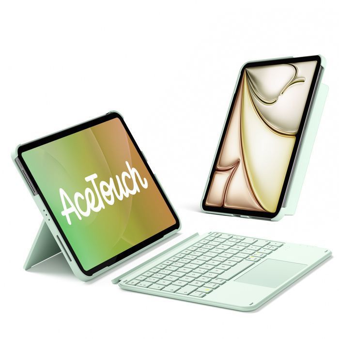 Inateck Ultraléger Clavier iPad Bluetooth pour A16 iPad 11/10 eme Gen iPad Air M4/M3/M2 11 Pouces avec Pavé Tactile AZERTY Vert