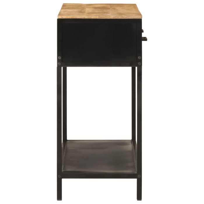 Table console en bois de manguier - WIENS - 100x35x76 cm - Bois massif de manguier - Pieds en fer - Brun