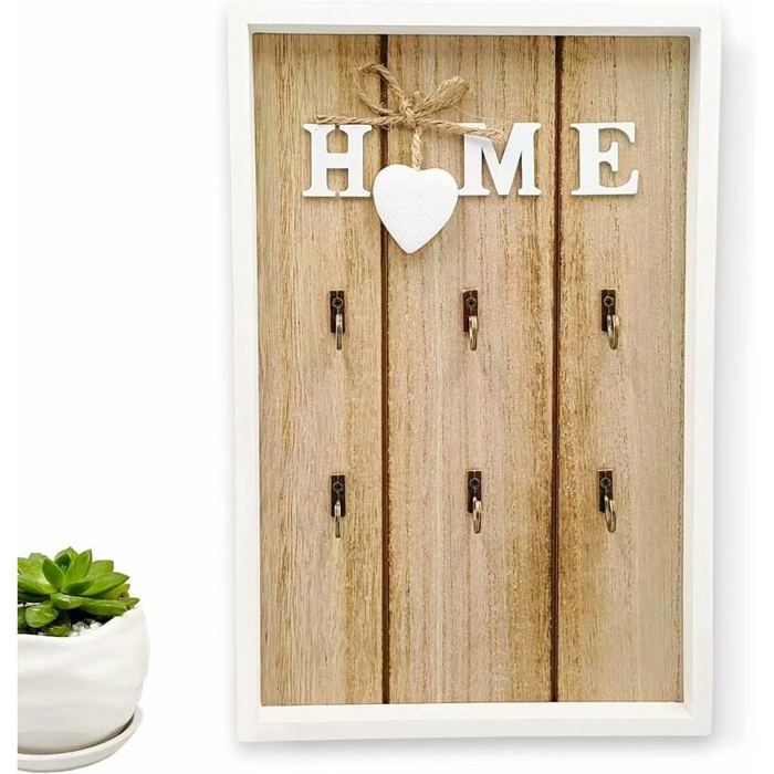 Armoire à clés Boîte à clés Murale en Bois avec 6 Crochets à Suspendre pour clés Boîte de Clés en Bois Armoire à c