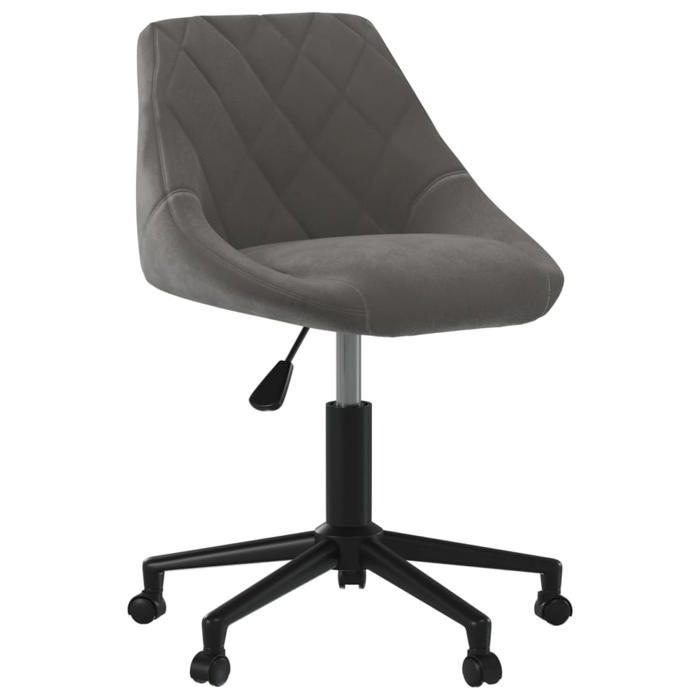 Fauteuil de bureau pivotant - CLARENCE - Gris foncé - Velours doux - 46x44x(67.5-79) cm - Pivotement à 360°