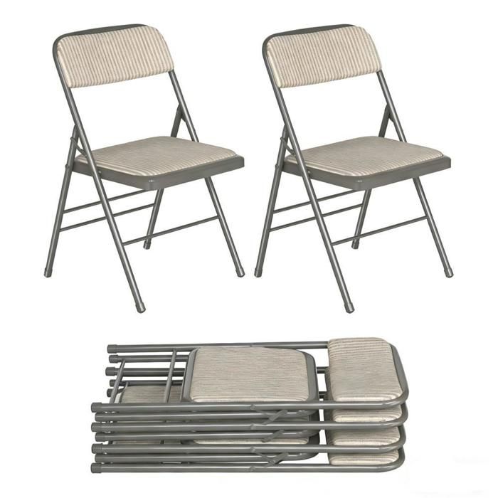 Lot de 2 Chaises Pliantes Gris avec Coussin Confortable VIVOLILV Économes dEspace Sans Montage Pour Maison/Bureau/Extérieur