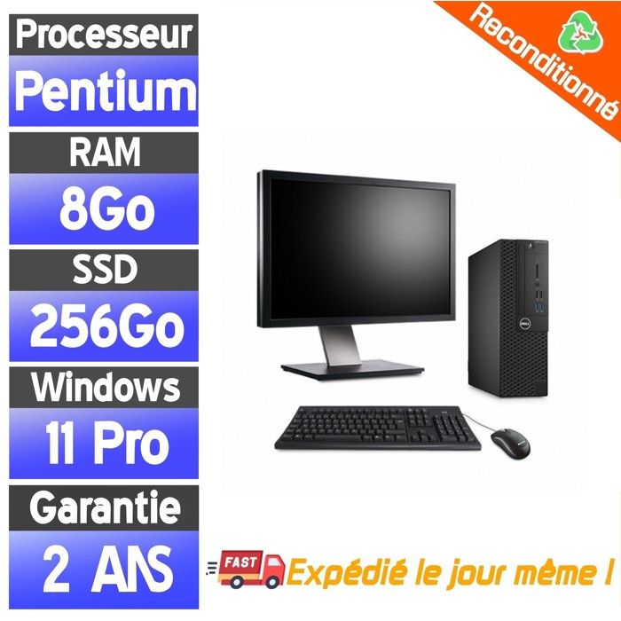 Pack PC Bureau Lenovo ThinkCentre Tiny 8Go RAM SSD Pentium G4400 Écran 22 Ordinateur Complet - vue 2