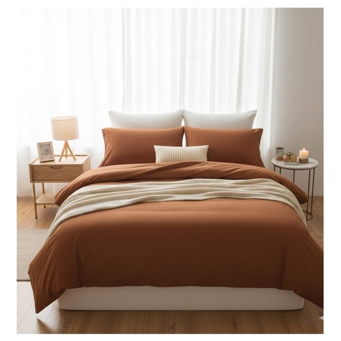 Housse de couette 140 x 200 cm Contemporain uni terracotta