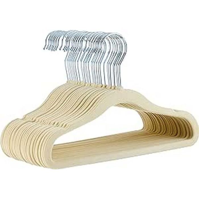 Lot de 30 cintres antidérapants en velours pour enfants et tout-petits 29 cm beige
