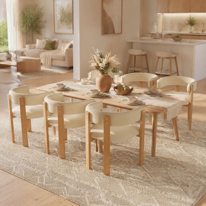 Chaise Salle A Manger Lot De 6 Beige Siege Ergonomique FloraGrace Pour Salle A Manger Assise Epaisse 47x48x72.5cm