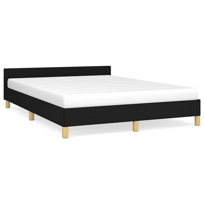 Cadre de Lit double sans matelas Noir 140x200 cm en tissu avec sommier à lattes inclus et tissu respirant pour Chambre EU266783