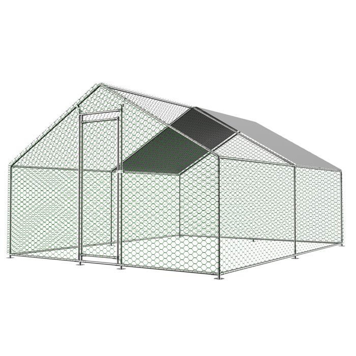 Enclos extérieur poulailler volière métallique 3 x 4 x 2 m acier galvanisé toit PE JOINERY