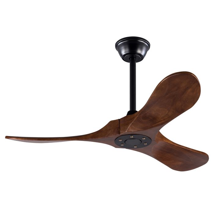 Ventilateur de plafond 107 cm sans éclairage bois massif noir et noyer foncé 6 vitesses télécommande silencieux minuterie et mémoire