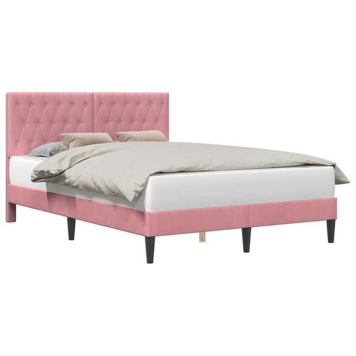 Lit chambre - Rose - Cadre de lit - avec tête de lit - Rose 140x190 cm Velours_16519