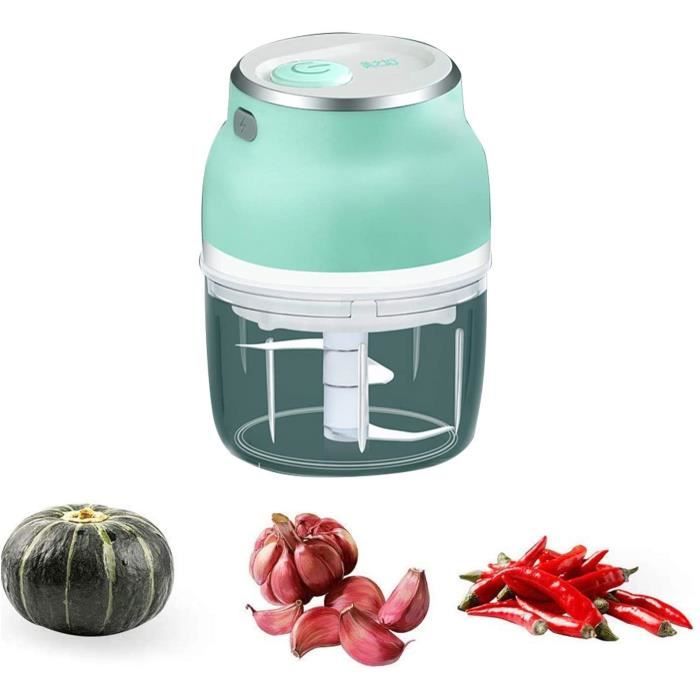 Mini Hachoir Électrique 350ml GEYUEYA - Hachoir USB Rechargeable - Pour Oignon, Ail, Légumes - Lames Acier Inox
