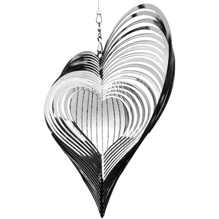 Carillon à vent en forme de cœur en spirale, toupies à 360 degrés, signe  suspendu