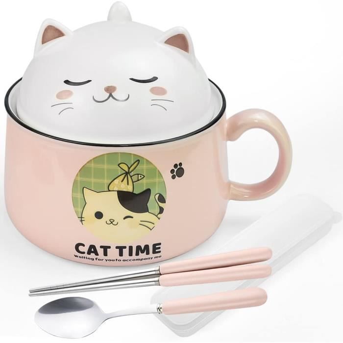 Bol à Ramen Rapide 1200 Ml Micro-ondes - Inox 304 Avec Couvercle Filtre, Cuillère & Baguettes Pliantes - Noir Ou Vert