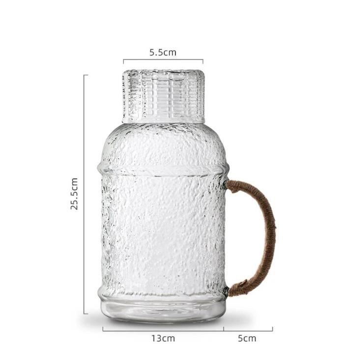 2l - 2200 ml - Bouteille d'Eau Transparente en Verre Froid, Grande  Capacité, Pot à Eau avec Poignée, Théière