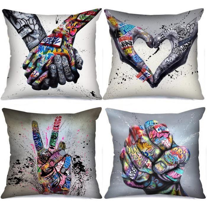 Msutree Lot de 4 Housses de Coussin de Noël Coratives en Lin pour Salon