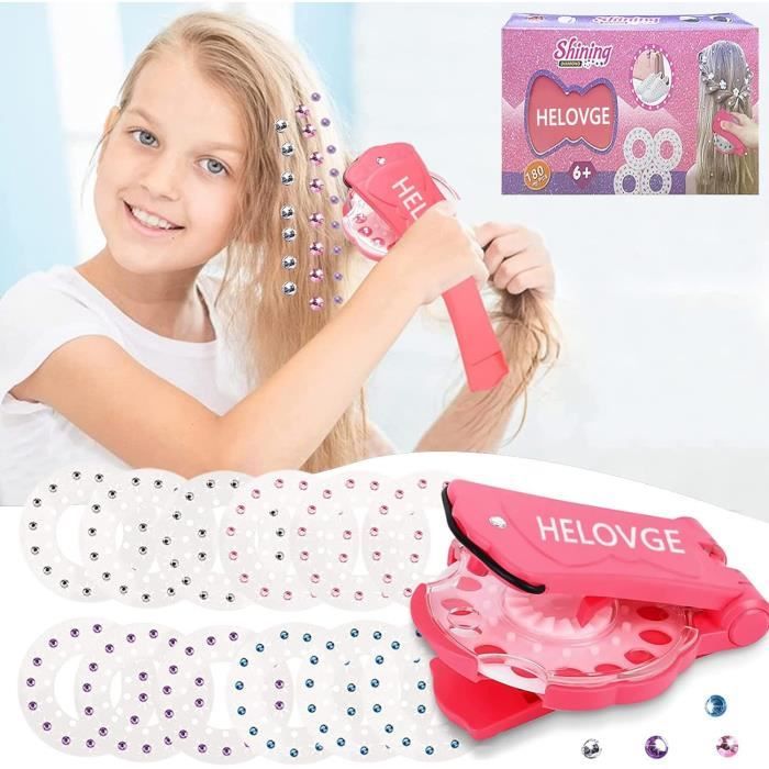 Machine à Strass Pour Cheveux – Kit Diamond Styler Avec 120 Gemmes Et Autocollants – Accessoire Coiffure Créatif Pour Filles