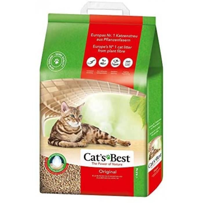 8.6kg litière pour chats agglutinante Cat’s Best Original 20L