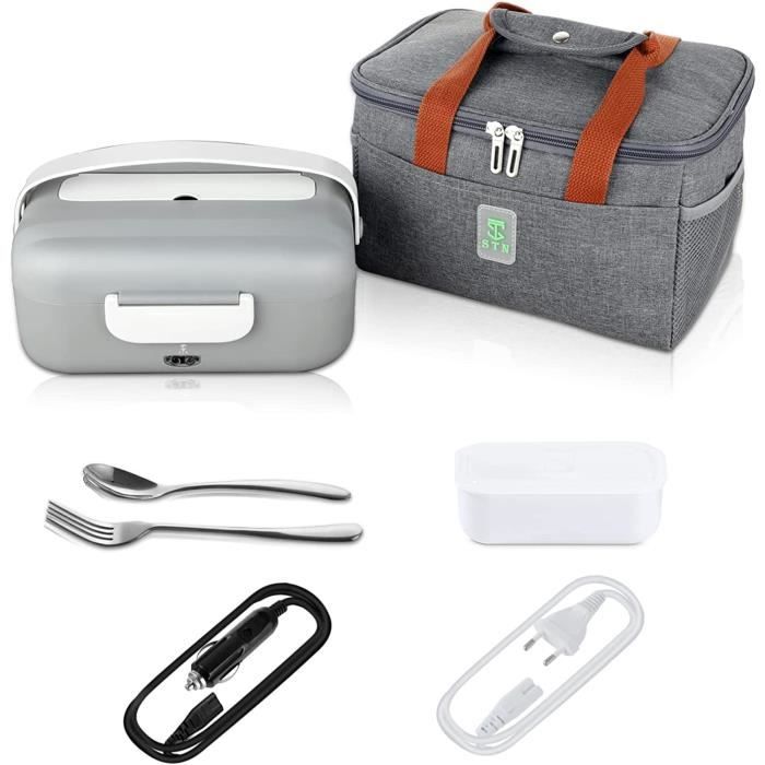 Primizia Verwarmde kom 1,8 l (75 W/12 V/24 V/220 V), draagbare geïsoleerde warme maaltijd, lunchbox, elektrisch, Puro kantoor en auto (wit